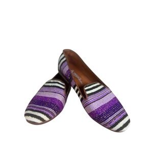 Teysha Handwoven Artisan Textile Leather Smoking Slipper Loafers Purple 40